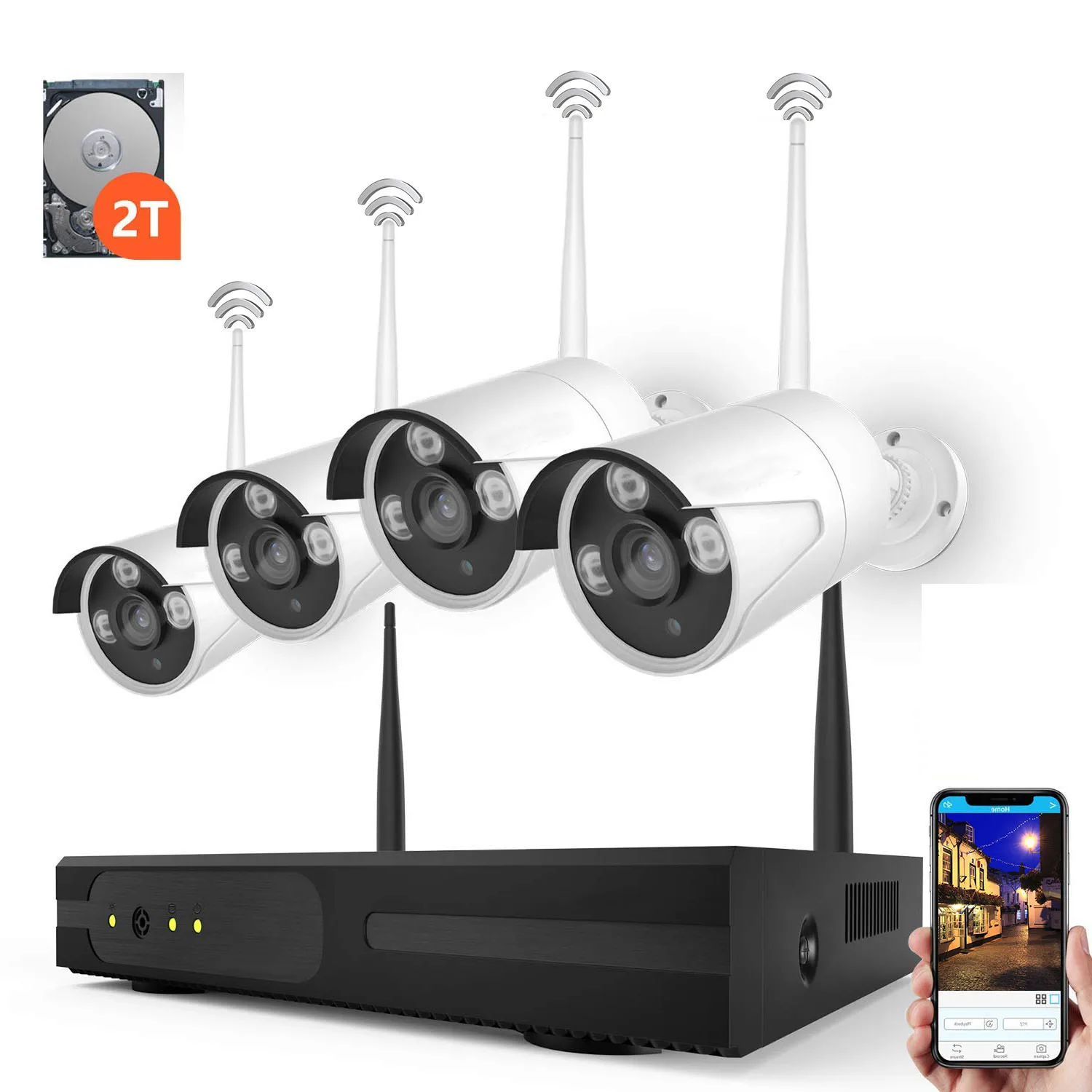 4CH 5MP WIFI система Беспроводная H.265 NVR 4 шт. 1440P ИК наружная P2P Wifi IP камера