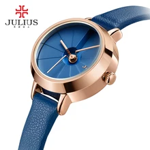 Korean Design Women s Quartz Wrist Watch Blue Leather Montre Femme 30M WaterProof Slim Ladies Thin