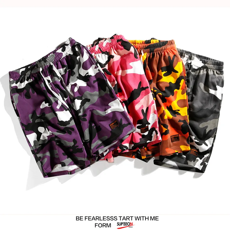 

New trendy men's straight cotton breeches High street hip hop shorts camouflage loose leisure beach Camo Shorts