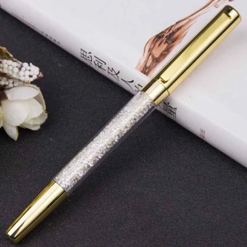 Creative Metal Crystal Diamond Ball Pen Set Stationery Refill 0.5mm