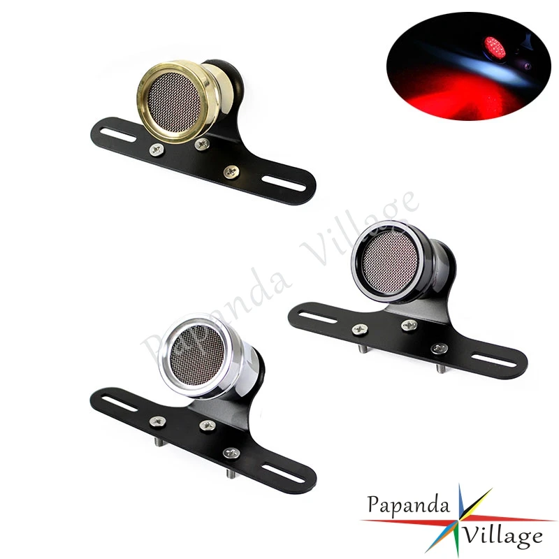 

Papanda Motorcycle 12V Retro Rear Tail Brake Light w/ Bracket Rear Light Taillight for Harley Cafe Racer Chopper Bobber