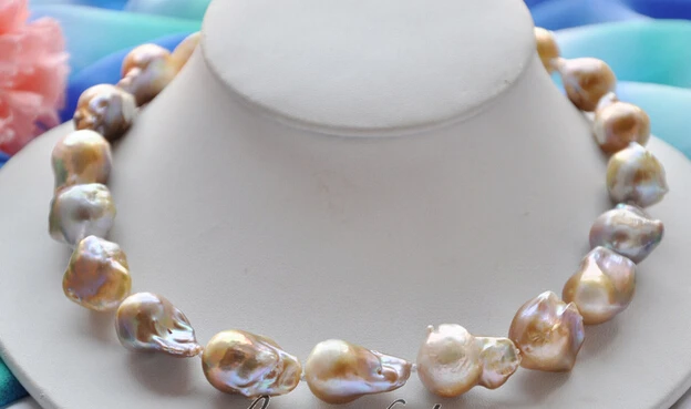 

Miss charm Jew.571 NATURAL 17" 21mm lavender baroque KESHI REBORN PEARL NECKLACE mabe clasp