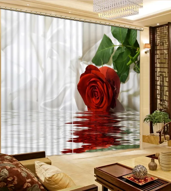 custom 3d cortinas Water reflection Rose 3d living room curtains 3d ... custom 3d cortinas Water reflection Rose 3d living room curtains 3d ...