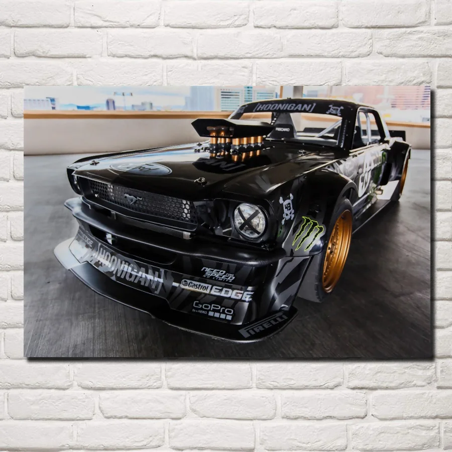 

Mustang RTR drift tuning muscle hot rod rods sports car KA234 living room home wall modern art decor wood frame fabric poster