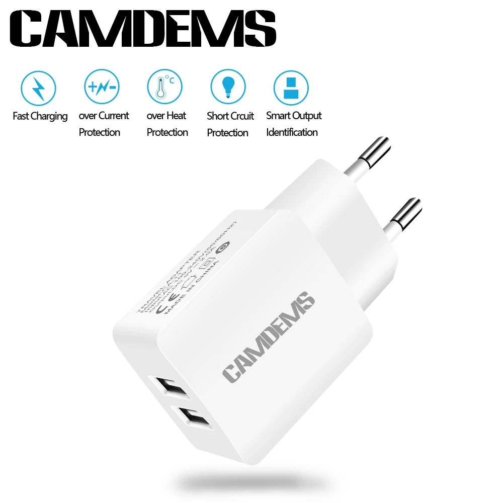 CAMDEMS 5В 2A ЕС штепсельная вилка AC адаптер портативное зарядное устройство USB для