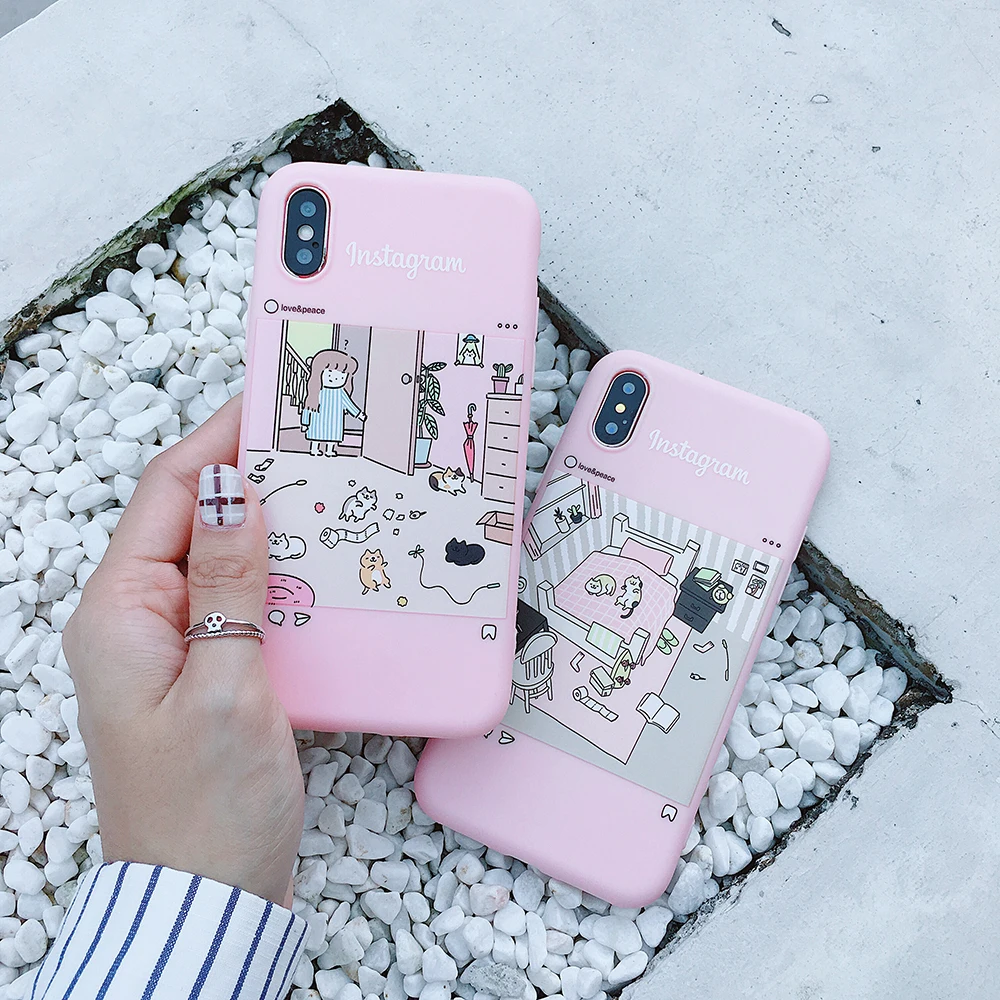 

Cartoon Naughty Cat Case For iPhone X 7 8 XR XS Max Funny Cat For iPhone 6 6s Plus Cases Soft TPU Back Cover