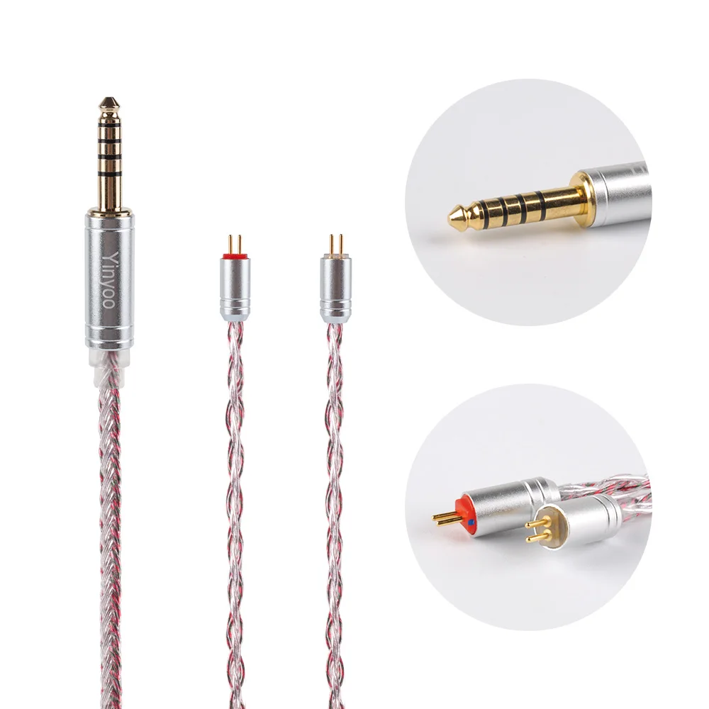Yinyoo 16 сердечник высокой чистоты посеребренный кабель 2,5/3,5/4,4 мм с MMCX/2PIN/QDC разъем ZS10 Pro AS10 ZSN PRO C12 BL-03 V90 - Цвет: 2PIN4.4