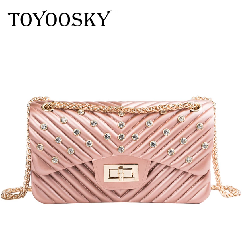 

TOYOOSKY Jelly Bags For Women Solid Flap Fashion Messenger Bag Rivet Women Shoulder Bag Small Big Lady Handbags High Quality Bag