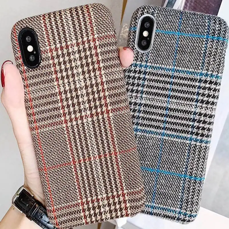 Fabric European And American Plaid For Iphone 66S 6P 78 78plus X Xs Xr Xsmax All-Inclusive Mobile Shell |