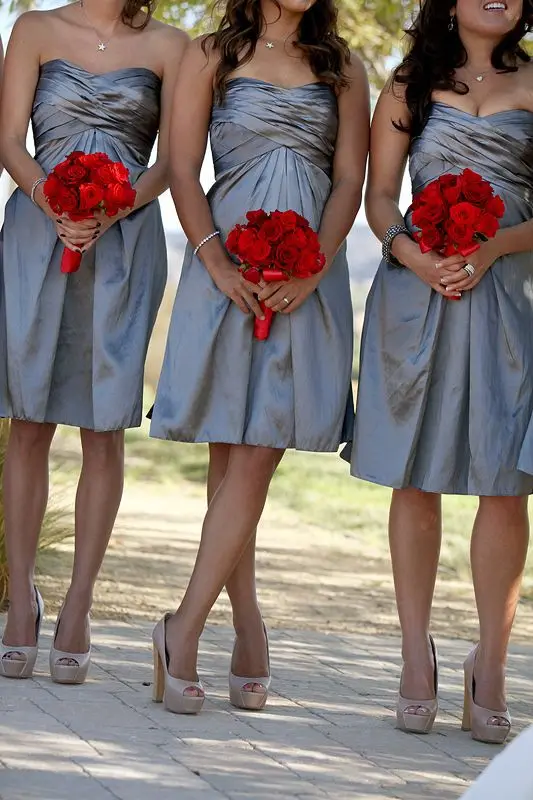 metallic silver bridesmaid dresses