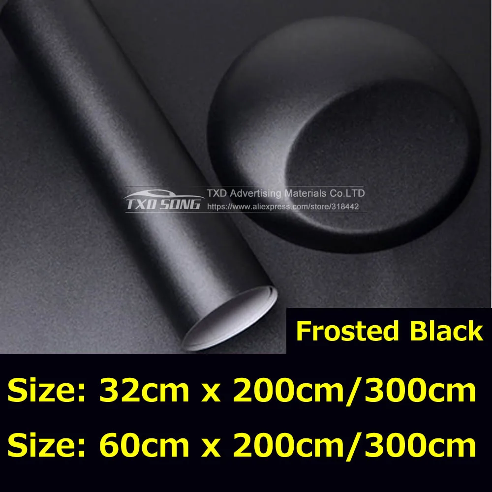 32cm/60cm x 2m/3m Per roll Premium frosted matte black car vinyl
