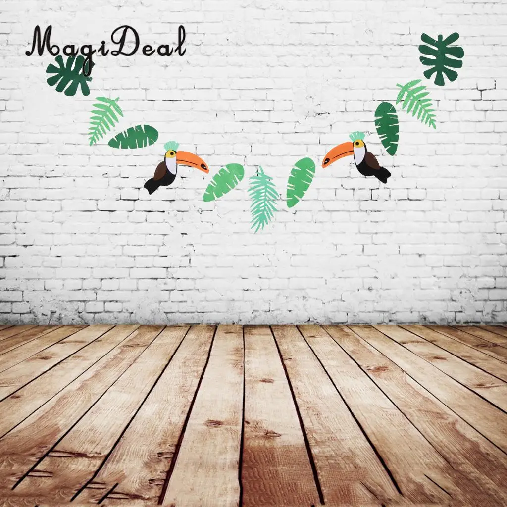 MagiDeal Hawaiian Toucan Leaf Flower Felt Banner Summer Garland Wedding Baby Shower Birthday Party Photo Prop