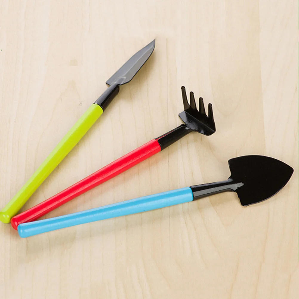 

New 3Pcs Non-toxic Mini Garden Hand Tool Kit Plant Gardening Shovel Spade Rake Trowel Handle Durable Head Gardener