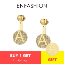 Enfashion Letter Initial Drop Earrings Stainless Steel Gold Color Letter Charms Screw Dangle Earring Jewelry For Women 188003 enfashion punk triangle long earring ear studs rose gold color dangle earrings stainless steel drop earrings for women jewelry