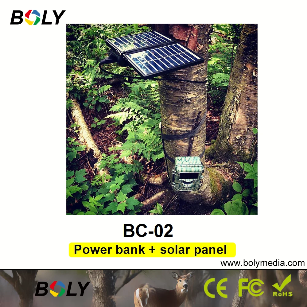 Solar Battery Charger Boly BC-02 Mobile Power Bank Plus Solar Panel Charger Suit Boly Hunting Trail Cameras Accessories 18650 Batteries Not Included