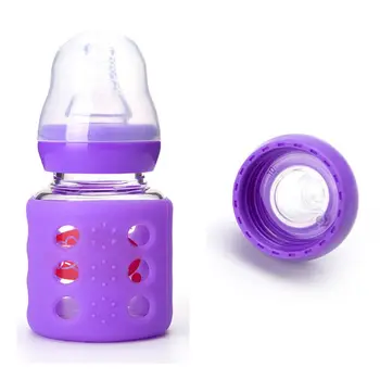 

Baby 60ml Mini Glass Feeding Bottle Milk Water Pacifier Cup BPA-Free Rubber Sleeve Insulation Portable Toddler Feeder