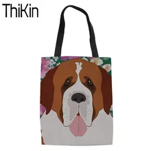 THIKIN ST Bernard сумки для покупок с принтом женские сверхпрочные сумки-шопперы женские холщовые сумки-тоут для женщин большие сумки на плечо