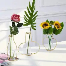 1 шт. домашние вечерние вазы абстрактные золотые линии минималистичные абстрактные железные стеклянные вазы сушеные Цветочные стеллажи для вазы скандинавского цветочного декора. JL 226