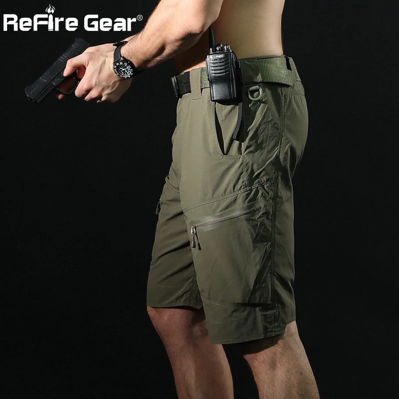 

ReFire Gear Summer Cargo Shorts Men Multi Pocket Army Combat Military Tactical Short Casual Quick Dry Stretch Airsoft Work Short
