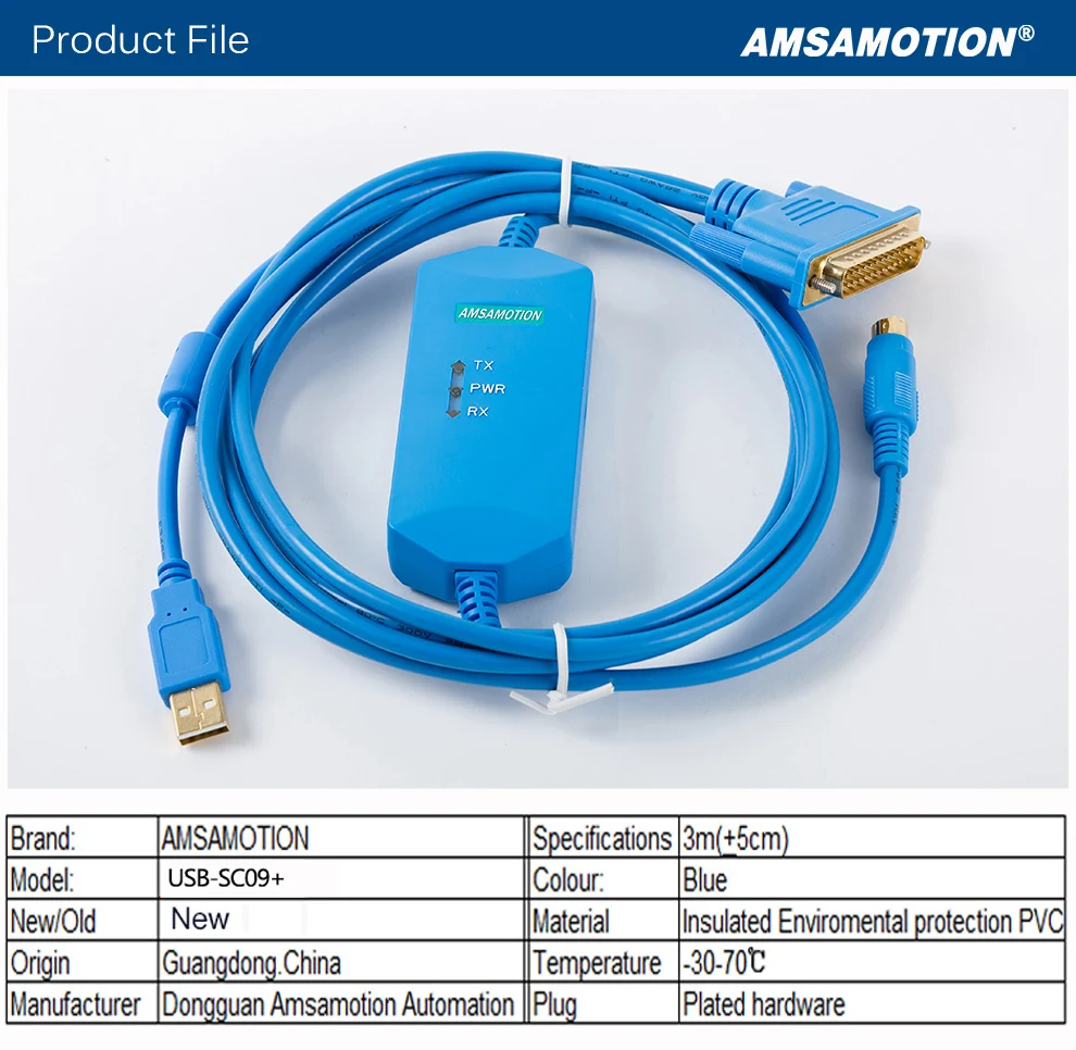 USB-SC09+ встроенный чип Программирование изоляции кабель подходит для Mitsubishi FX и серии PLC скачать кабель