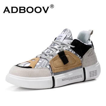 

ADBOOV New 2019 Flat Sneakers Women Men Size 35-44 Leather + Canvas Chunky Shoes Chaussures Femme