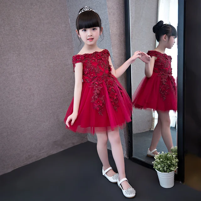 girls red lace dress