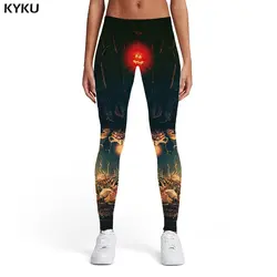 KYKU бренд леггинсы в стиле Хэллоуин для женщин тыквы пикантные вечерние эластичные Пламя Спорт готический 3d принт s леггинсы для брюки