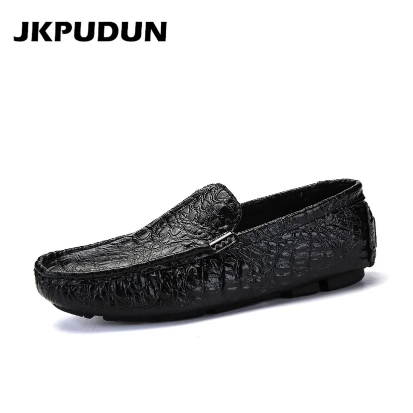 

JKPUDUN Big Size Italian Mens Loafers Crocodile Shoes Leather Luxury Brand Designer Fashion Dress Shoes Men Casual Driving Shoes