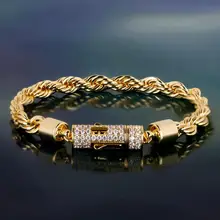 6 мм канат браслет цепочка Золотой раппер Swag плетеный браслет хип браслет на бедро из нержавеющей стали для мужчин и женщин