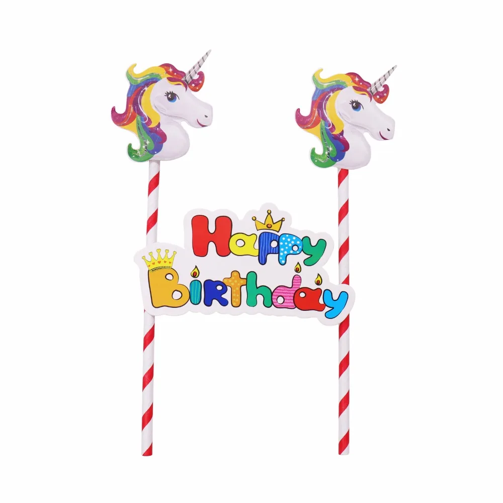 Unicorn Pink Pennant Theme Decoration Straws Unicorn Gift font b bags b font Invitation Cards Forks