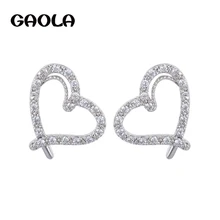 Европейские и американские ювелирные изделия модный Рождественский подарок в форме сердца серьги-гвоздики из нержавеющей стали GLE3688