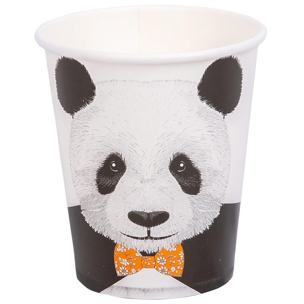 High Quality 10Pcs Cute Panda Paper Plates Cups Set Kids Birthday Wedding Party Tableware for Festive & Party Supplies
