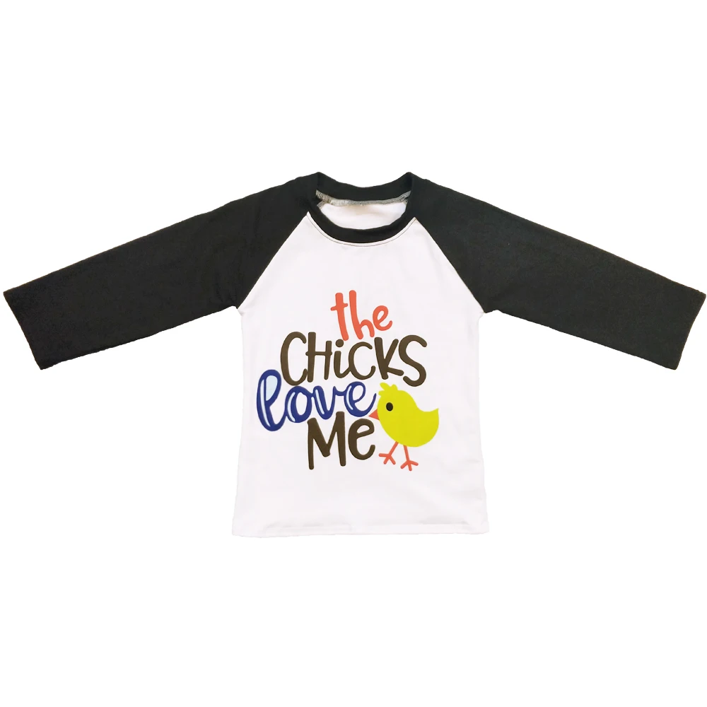 

More promotion Newborn Baby Chick Print Spring Boutique Cotton Girl Clothing Top T-shirt clothing BSY801-011