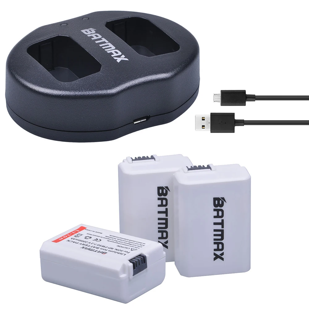 Batmax 3pc 2000mah Npfw50 Np Fw50 Fw50 Camera Battery+usb Dual Charger