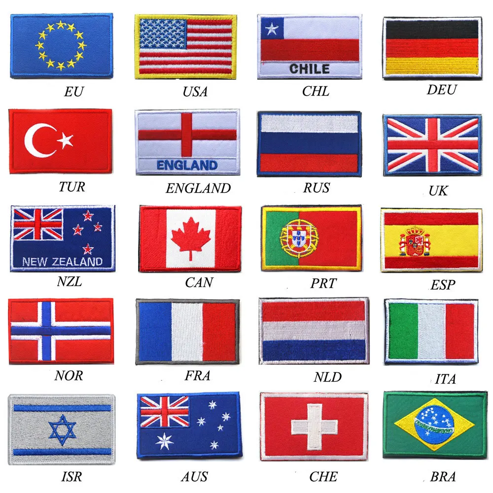 

Country Flag patch Stripes Embroidered Russia Turkey France EU Netherlands Flag Tactical Military Patches Army Applique stripe