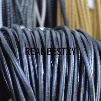 

REAL BESTXY 5m/lot 5*4.1mm/black Genuine Leather Round Rope String Cord for Bracelet & Necklace Jewelry Craft Making