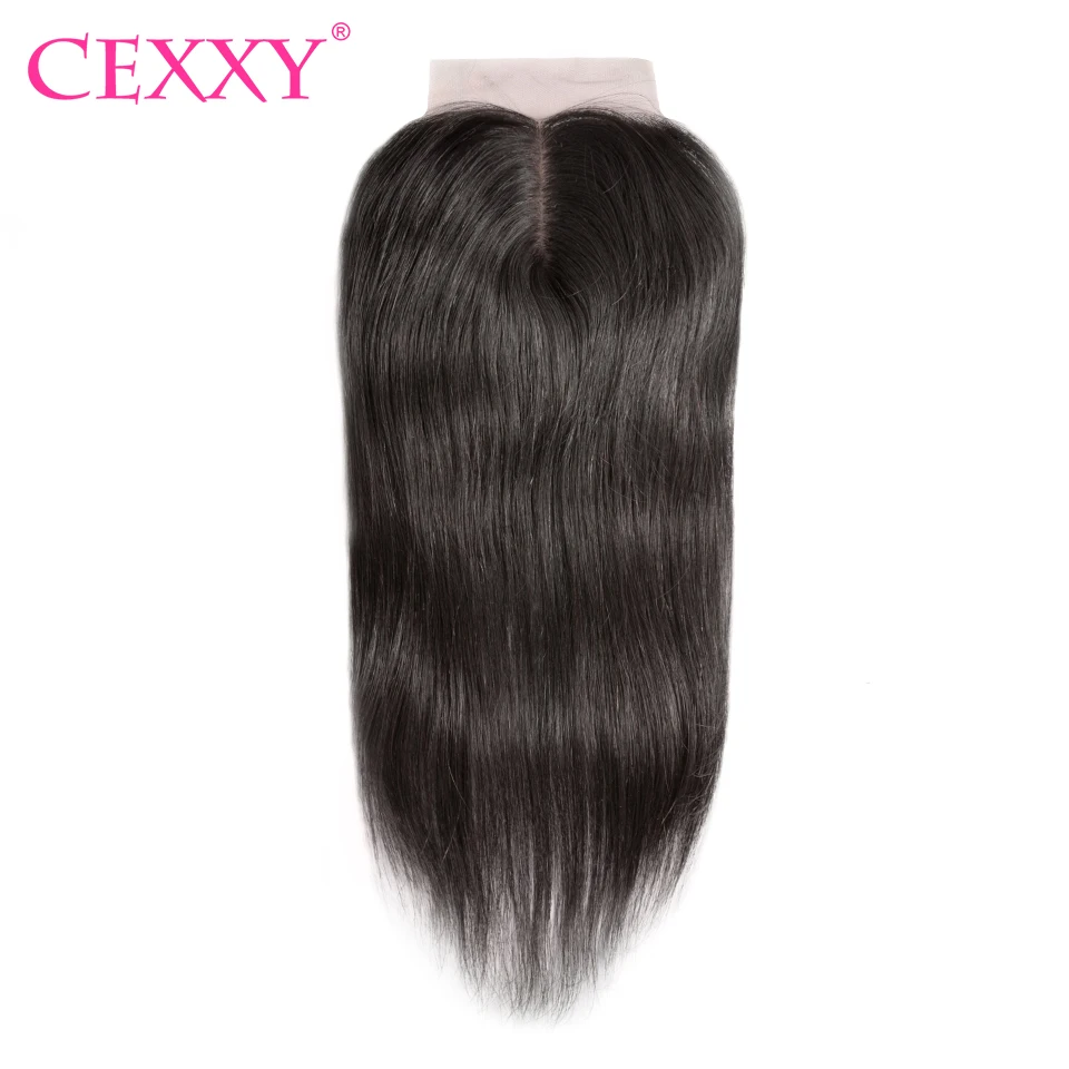 

CEXXY Brazilian Silk Base Closure Straight Middle Part 4''x 4'' Natural Color 100% Human Hair Remy Hair Free Shipping