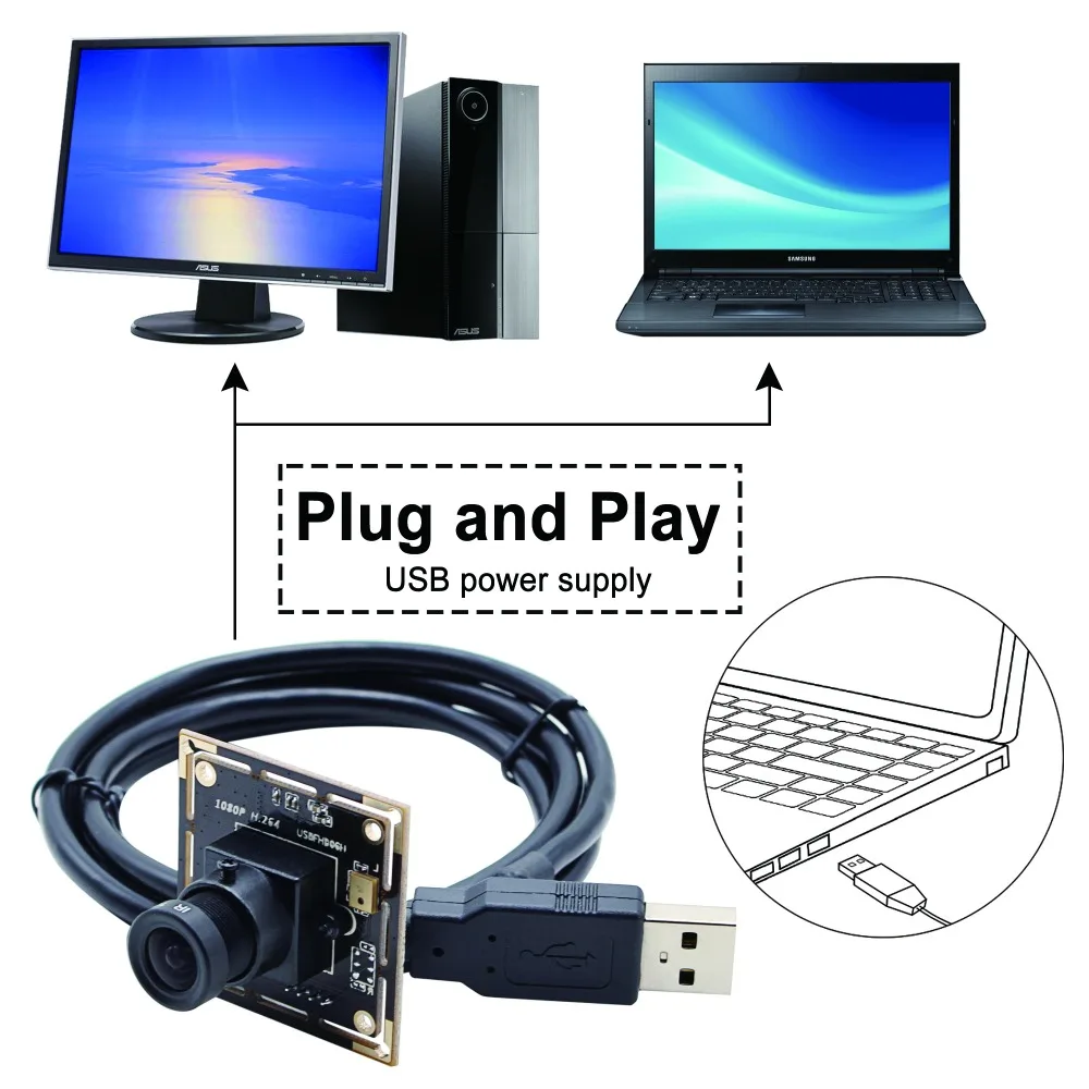 Плата модуля камеры Starlight 1080P USB с объективом F1.8 6 мм и низким освещением 0.01lux usb SONY