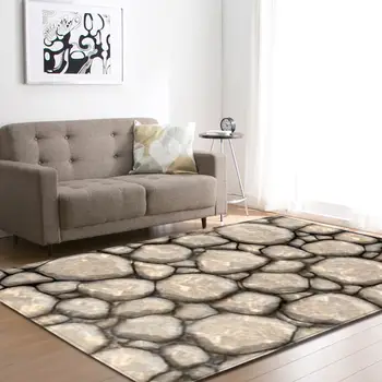 

Nordic 3D Stones Pattern Printed Carpets Area Rug Soft Flannel Anti-slip Tea Table Mats Bedroom Bedside Living Room Carpets