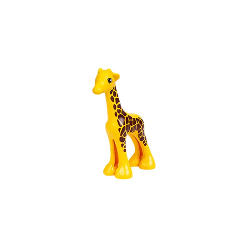 Duplo модель животных, фигурки из зоопарка, большие строительные блоки, слон, медведь, тигр, динозавр, яйцо, животные, сделай сам, кирпичи, игрушки для детей, подарок - Цвет: small giraffe 1