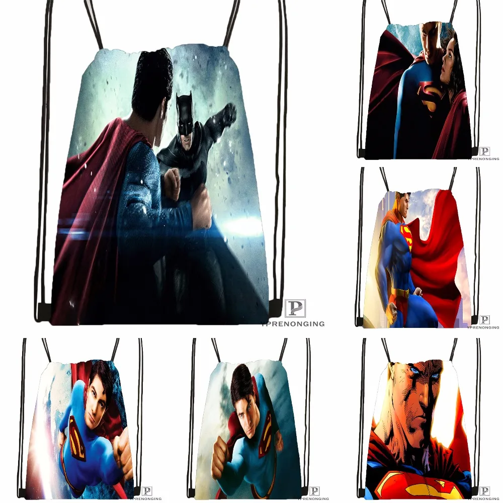 Custom Batman Superman Drawstring Backpack Bag for Man Woman Cute Daypack Kids Satchel Black Back 31x40cm