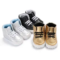 ПУ первый ходок одежда для малышей мальчиков Туфли на шнуровке Нескользящие мокасины на мягкой подошве обувь для новорожденных 0-18 месяцев