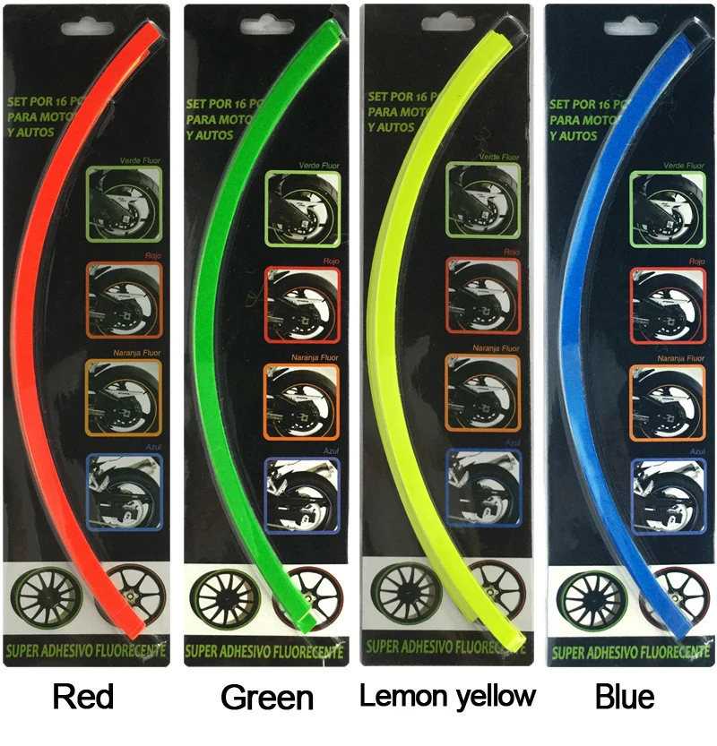 New 18 Strips 14 18" Motorcycle Car Wheel Tire Stickers Reflective Rim Tape Car Decal Tape