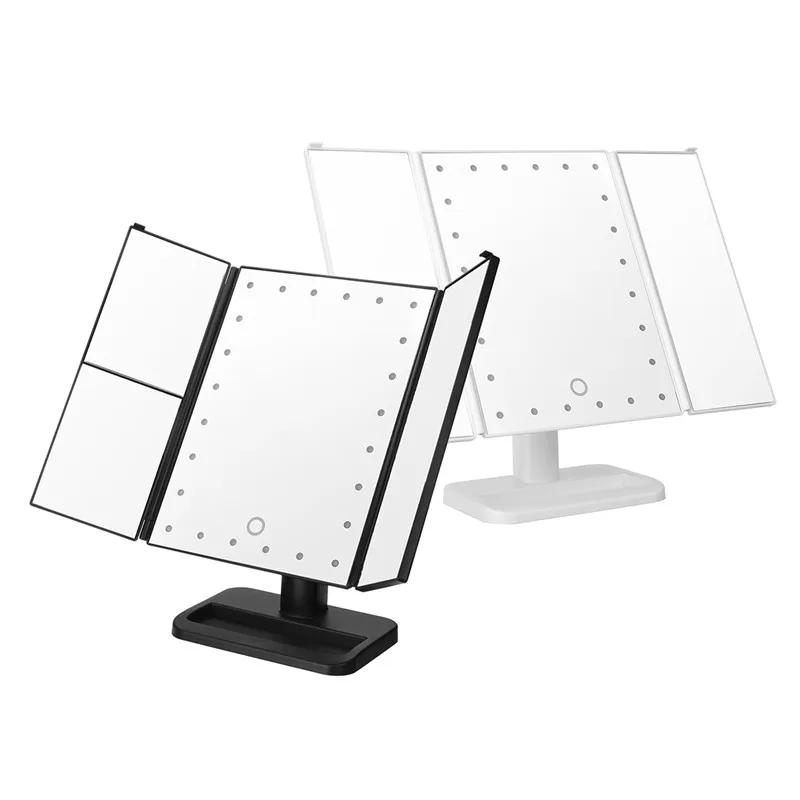 

LED Touch Screen 24 Light Makeup Table Mirror Table Desktop Adjustable Folding 1X2X3X Women Men Fashion Brightness Tool Beauty