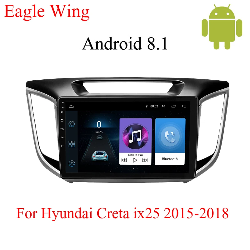 Android 8.1 car dvd gps player For Hyundai Creta ix25 with car radio and navigation playback multimedia video stereo IPS HD