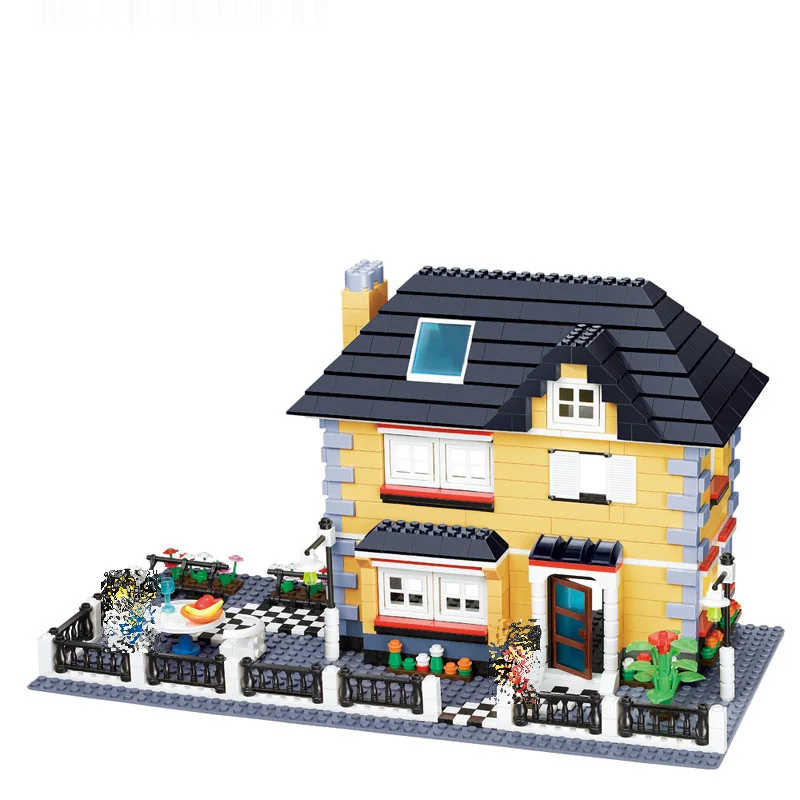 House building bricks City Villa Garden Building Blocks Sets Doll House