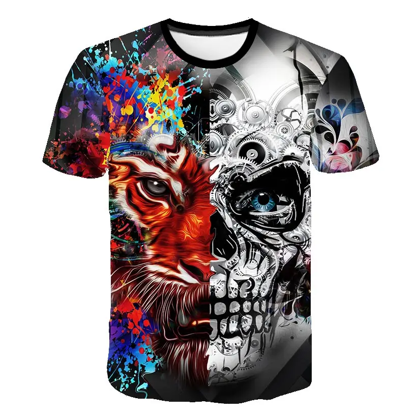 

2018 Skull&Flower 3D bird Printed t shirt Men Women tshirt Summer Funny Short Sleeve O-neck Streetwear Tops&Tees Drop Ship