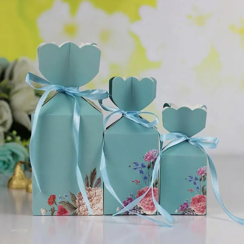 

30 Pcs Personality Vase Shape Gift Box Paper Printed Wedding Favors Candy Boxes Party Favors Box Giveaways Box