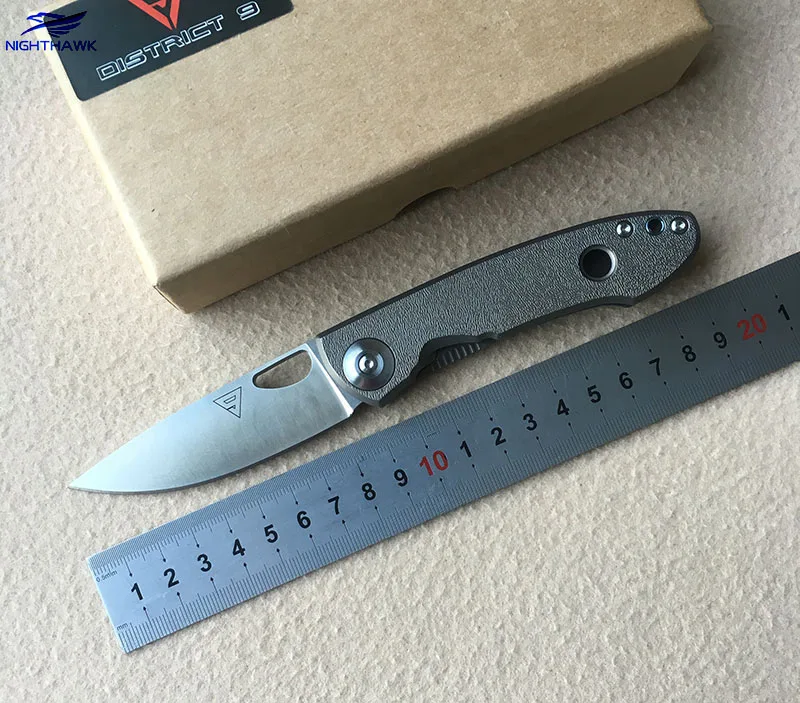 

NIGHTHAWK District 9 original E190 Sandvik 14C28N blade titanium handle Tactical folding knife camping outdoor Hiking tools EDC