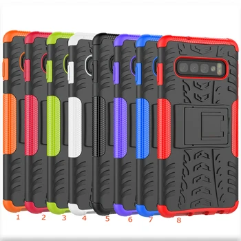 

50pcs/lot For Galaxy S10 Kickstand Baby Safe Tire Shockproof Heavy Duty Detachable Hard Case For Samsung Galaxy S10 Plus
